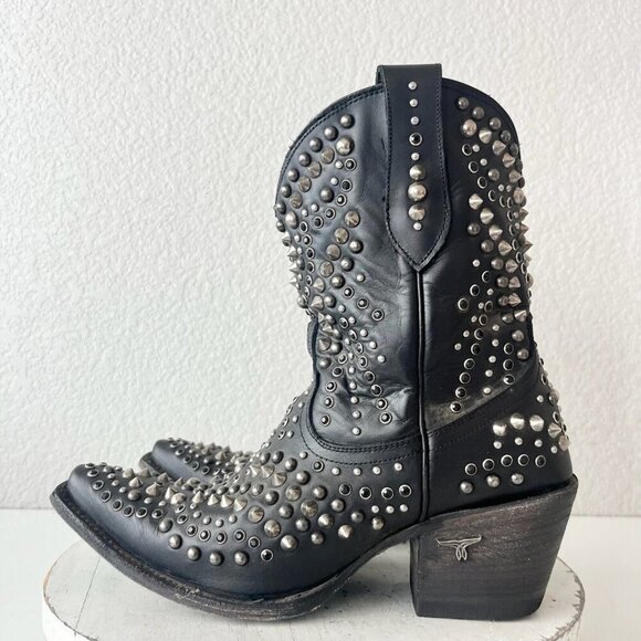 Lane DOLLY Womens Cowboy Bootie 9.5 Black Western Cowgirl Short Boots Bling Stud - Picture 4 of 11